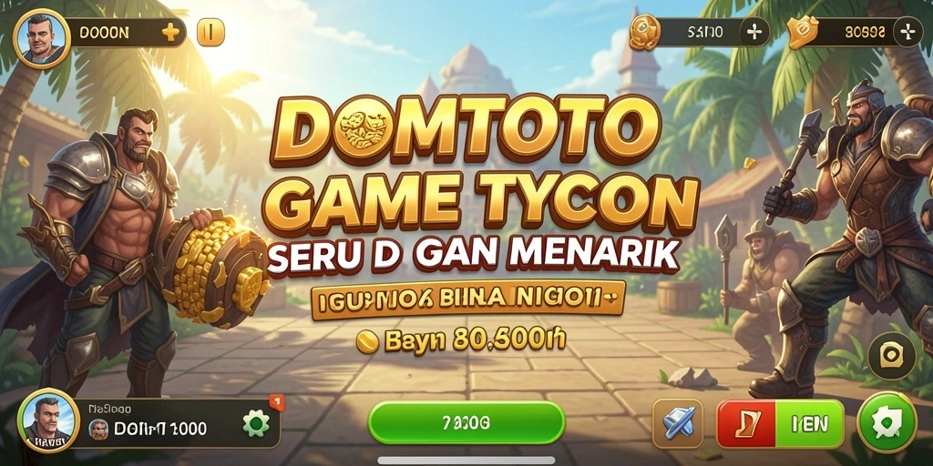 Screenshot gameplay DOMTOTO menunjukkan serunya pengelolaan bisnis Tycoon.