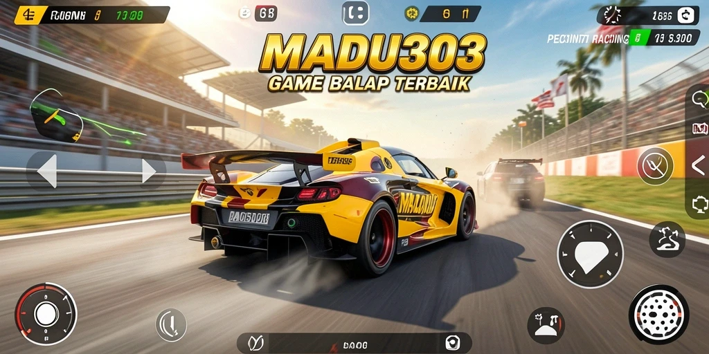 Screenshot MADU303 menampilkan aksi balap penuh adrenalin dan grafis luar biasa.