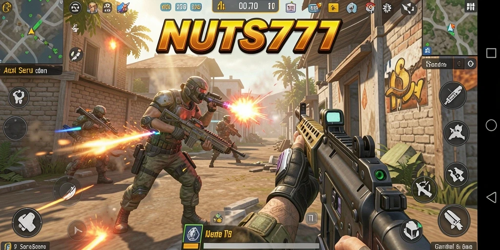 Tangkapan layar NUTS777 menunjukkan aksi seru dalam gameplay TPS.