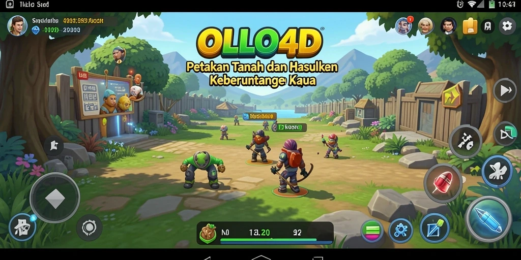 Screenshot OLLO4D menunjukkan pemain sedang merawat kebun yang subur.