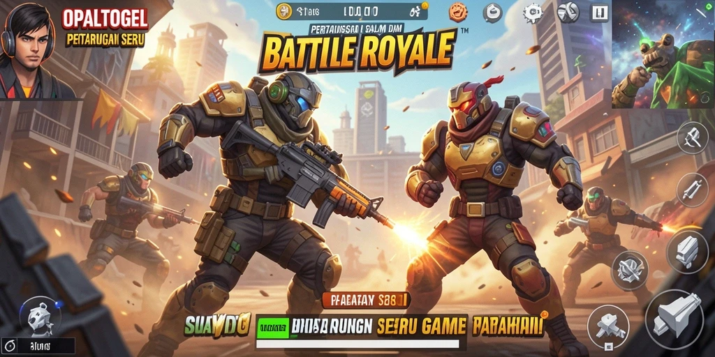Gambaran seru gameplay OPALTOGEL dalam pertempuran Battle Royale.