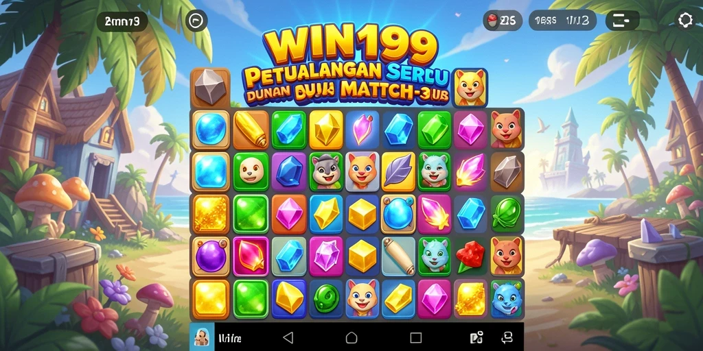 Screenshot menunjukkan gameplay menantang dan colorful di WIN199.